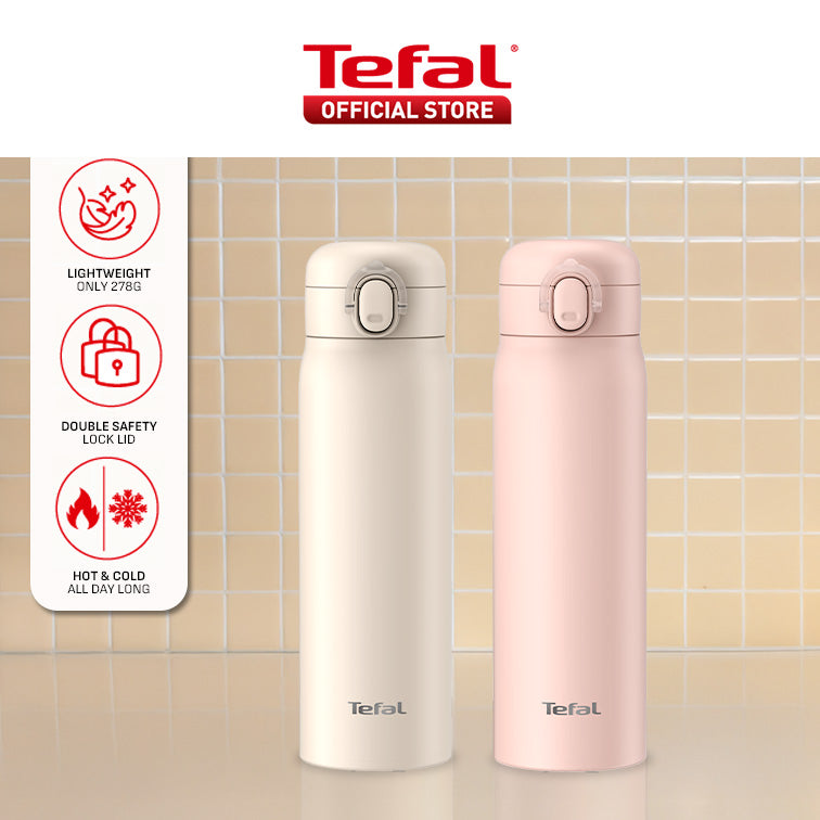 Tefal Easy to Go 500ml Vacuum Insulated Thermal Bottle - 6 hr Hot, 12 hr Cold, 316L Superior Stainless Steel, Leakproof