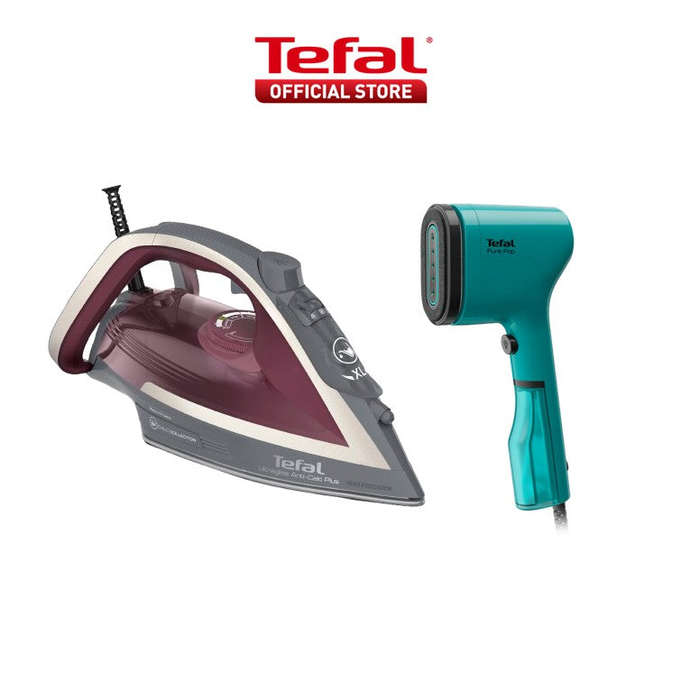 Tefal Steam Iron Ultragliss Anti-Calc Plus 270ml 2800W (Grey) FV6840 260g Steam Boost, Scratch-Resistant, Eco-Friendly, Versatile