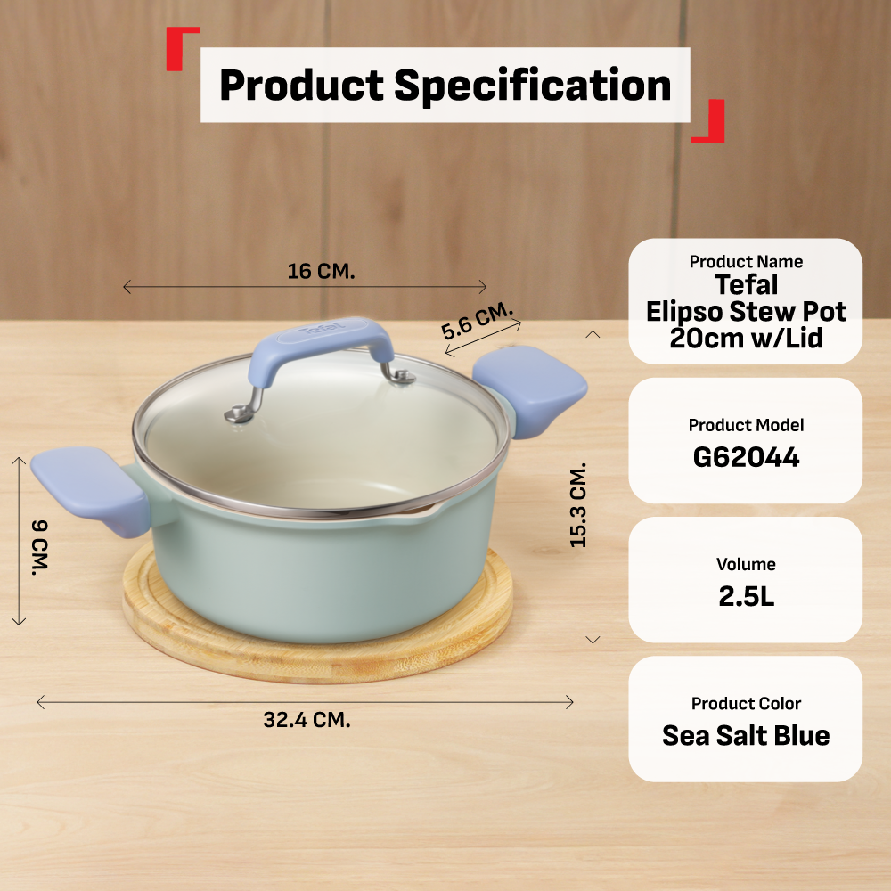 Tefal Elipso Saucepan 18cm w/Lid G62023 / Stew Pot 20cm w/Lid G62044