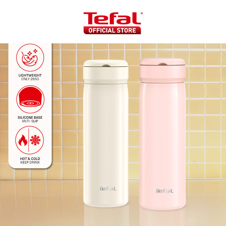 Tefal Mobility 450ml Vacuum Insulated Thermal Bottle - 6 hr Hot, 12 hr Cold, 316L Superior Stainless Steel, Leakproof