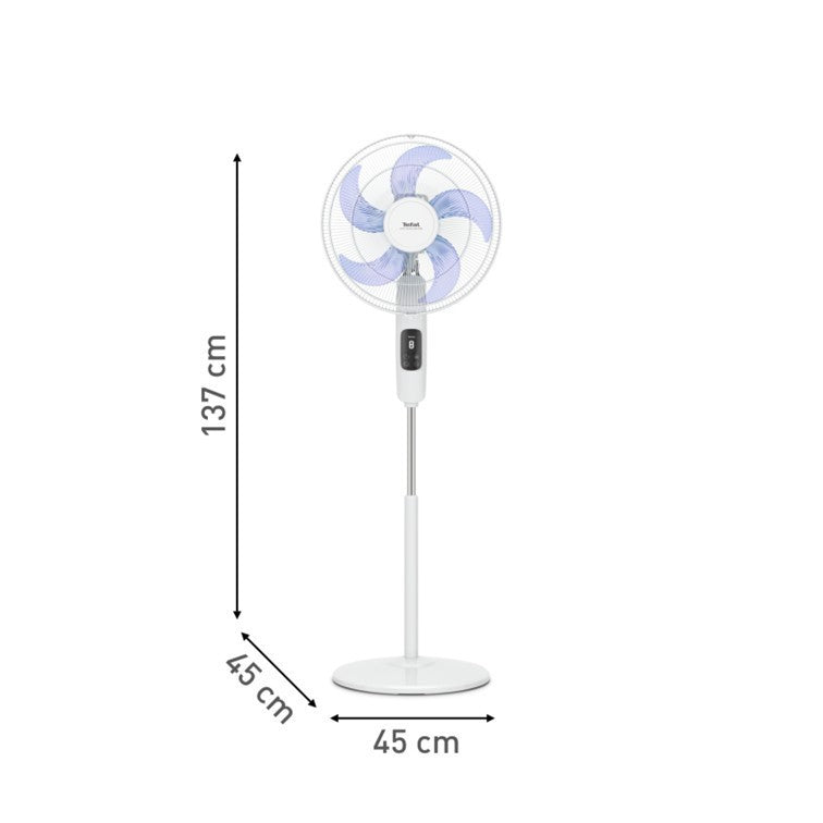 Tefal Turbo Silence DC Adjustable Stand Fan VF5450 - 16 Inch, 8 Speeds, Up to 7.2m Reach