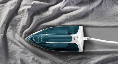 Tefal Express Steam Iron, 270ml 2400W Green/White FV2831  Powerful, Anti-Drip, Easy-to-Use, Fast Glide