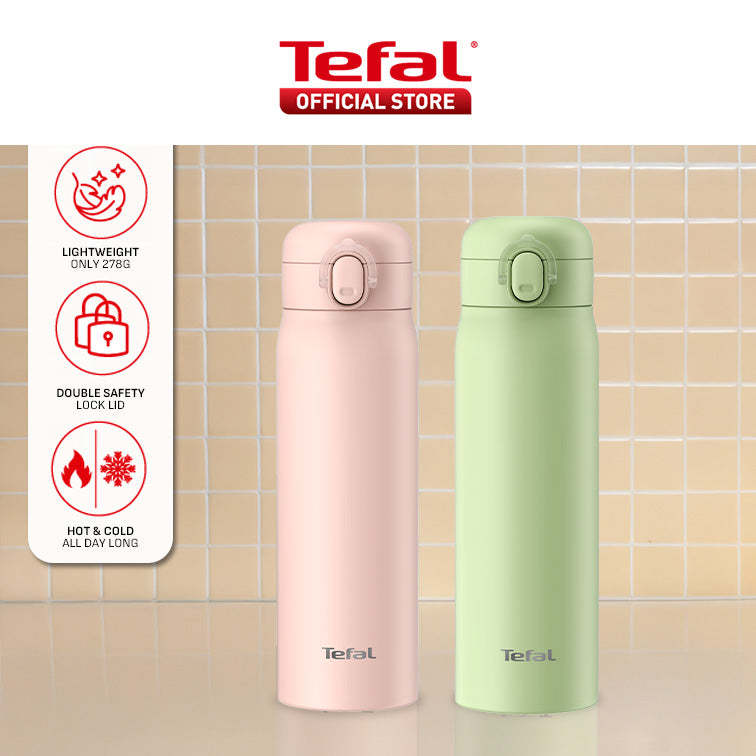 Tefal Easy to Go 500ml Vacuum Insulated Thermal Bottle - 6 hr Hot, 12 hr Cold, 316L Superior Stainless Steel, Leakproof
