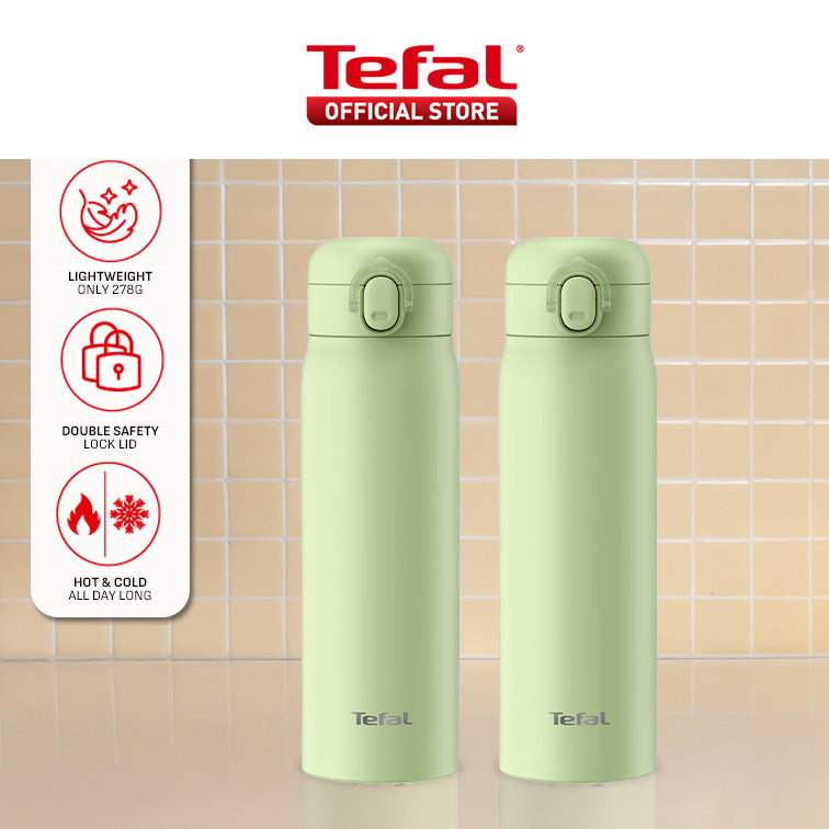 Tefal Easy to Go 500ml Vacuum Insulated Thermal Bottle - 6 hr Hot, 12 hr Cold, 316L Superior Stainless Steel, Leakproof