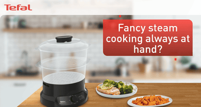 Tefal Minicompact Steamer (Ultra-Compact Design) 2 Tier 6L VC1398