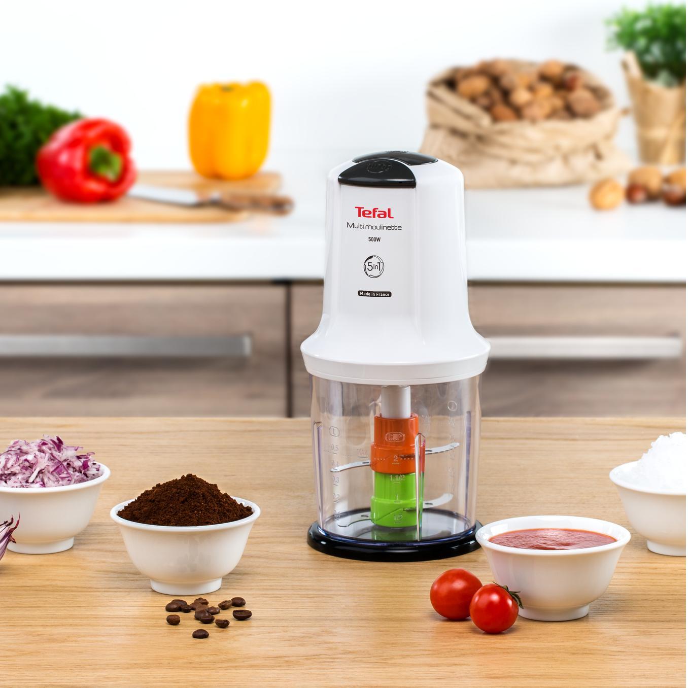 Tefal Multi Moulinette Chopper 5-in-1 0.5L 2 sharp blades + 2 serrated blades   MQ722