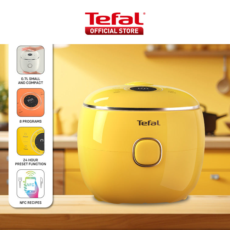 (NEW) Tefal POP 0.7L Rice Cooker RK535 - Small and Compact, Fuzzy Logic, 8 Programs, NFC Recipes, Removable Inner Lid