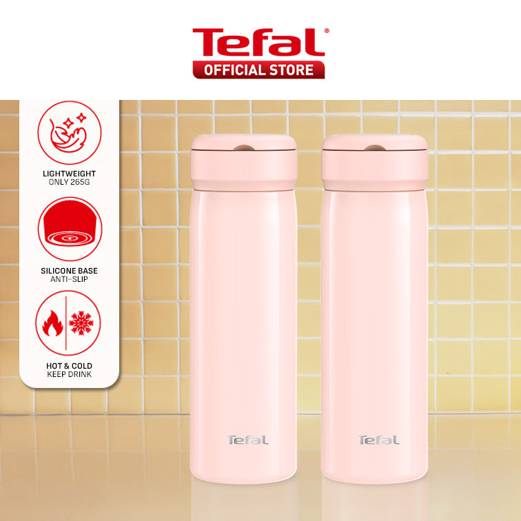 Tefal Mobility 450ml Vacuum Insulated Thermal Bottle - 6 hr Hot, 12 hr Cold, 316L Superior Stainless Steel, Leakproof