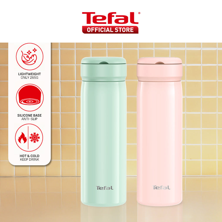 Tefal Mobility 450ml Vacuum Insulated Thermal Bottle - 6 hr Hot, 12 hr Cold, 316L Superior Stainless Steel, Leakproof