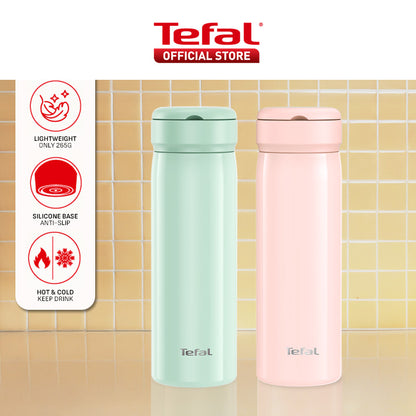 Tefal Mobility 450ml Vacuum Insulated Thermal Bottle - 6 hr Hot, 12 hr Cold, 316L Superior Stainless Steel, Leakproof