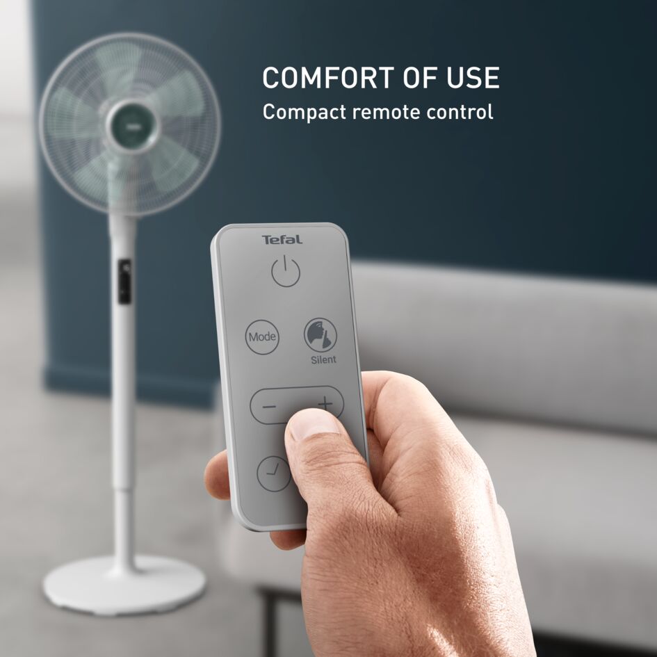 (NEW) Tefal Turbo Silence Extreme + DC Motor 16inch Stand Fan VF5890- Powerful, Ultra Energy Efficiency, Digital LED Screen, 16 Speeds, 3 Auto Modes, Silent, Adjustable Height