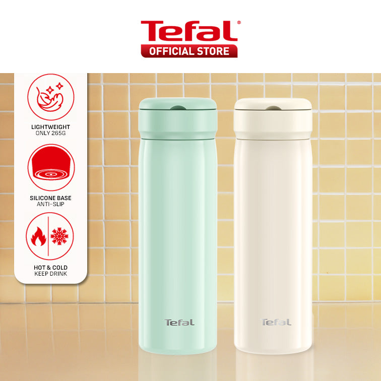 Tefal Mobility 450ml Vacuum Insulated Thermal Bottle - 6 hr Hot, 12 hr Cold, 316L Superior Stainless Steel, Leakproof