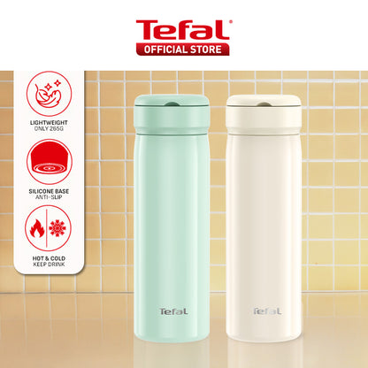 Tefal Mobility 450ml Vacuum Insulated Thermal Bottle - 6 hr Hot, 12 hr Cold, 316L Superior Stainless Steel, Leakproof