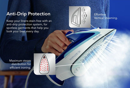 Tefal Durilium Airglide Technology Easygliss Steam Iron 270ml 2400W FV5715  190g Steam Boost, Easy Maintenance, Durable, Versatile, Fastest Glide