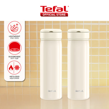 Tefal Mobility 450ml Vacuum Insulated Thermal Bottle - 6 hr Hot, 12 hr Cold, 316L Superior Stainless Steel, Leakproof