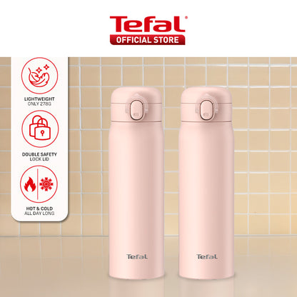Tefal Easy to Go 500ml Vacuum Insulated Thermal Bottle - 6 hr Hot, 12 hr Cold, 316L Superior Stainless Steel, Leakproof