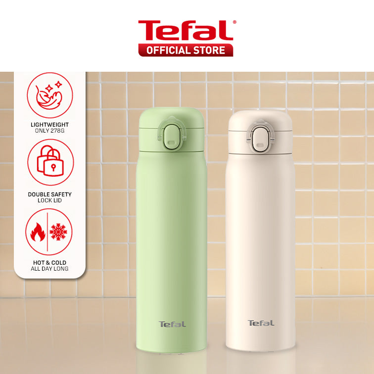 Tefal Easy to Go 500ml Vacuum Insulated Thermal Bottle - 6 hr Hot, 12 hr Cold, 316L Superior Stainless Steel, Leakproof
