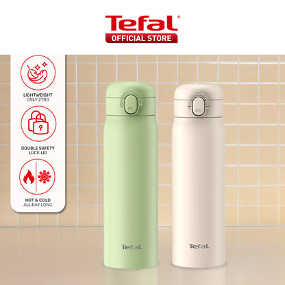 Tefal Easy to Go 500ml Vacuum Insulated Thermal Bottle - 6 hr Hot, 12 hr Cold, 316L Superior Stainless Steel, Leakproof