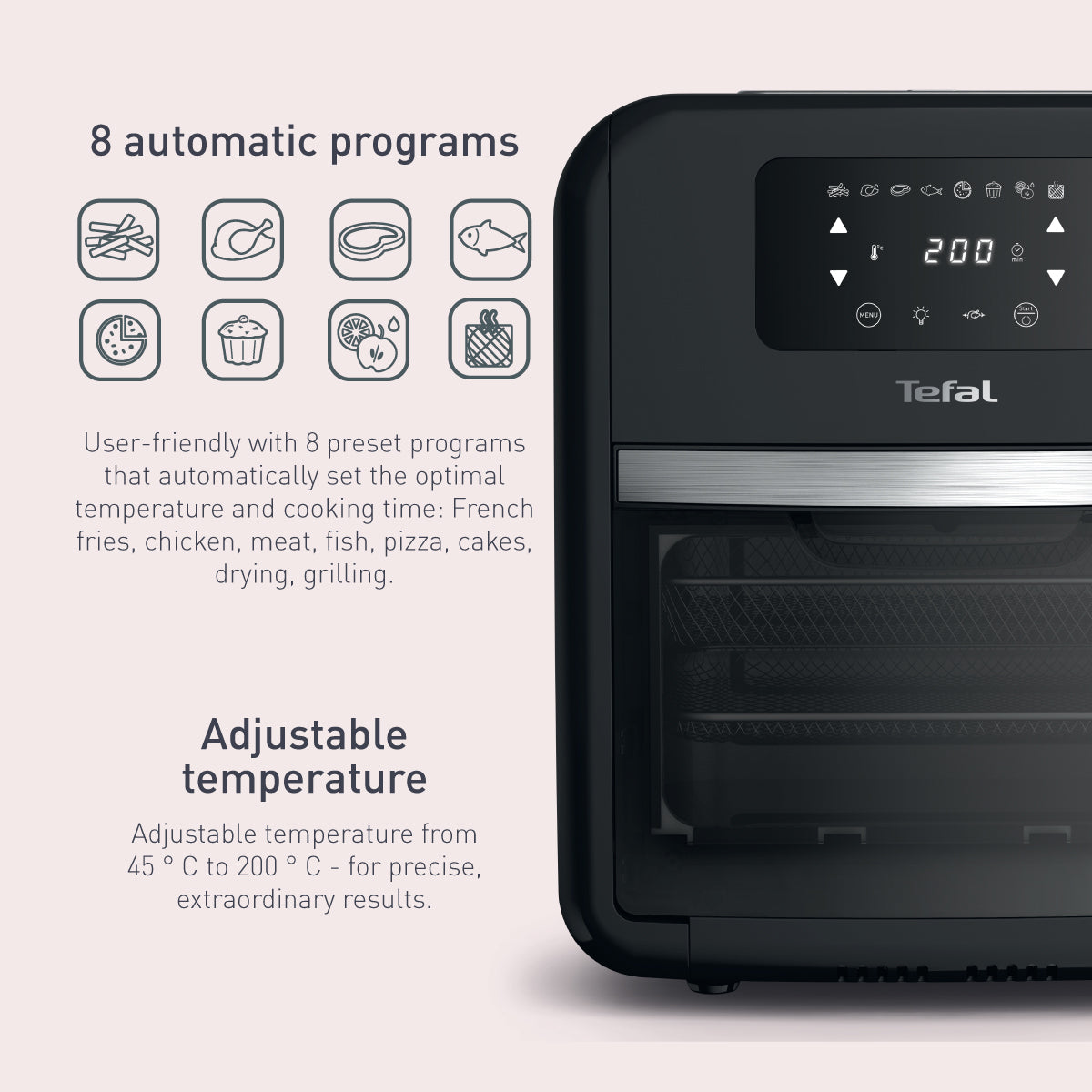 Tefal Easy Fry Healthy Air Fryer Oven & Grill w/7 Accessories 11L 9-in-1 FW5018  8 Programmes, 99% Less Fat, Rotisserie, Easy-to-Clean