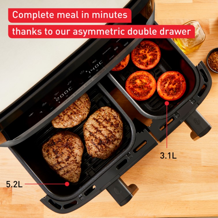 Tefal Dual Easy Fry & Grill Air Fryer 8.3L EY905B  two drawers, 8 programmes, family-friendly, cook two dishes at the same time, energy saving