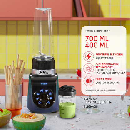 Tefal BlendUp Personal Blender BL19H4 Removable blades, 2 dishwasher safe BPA-free Tritan jars, 1000W, 8 auto programs
