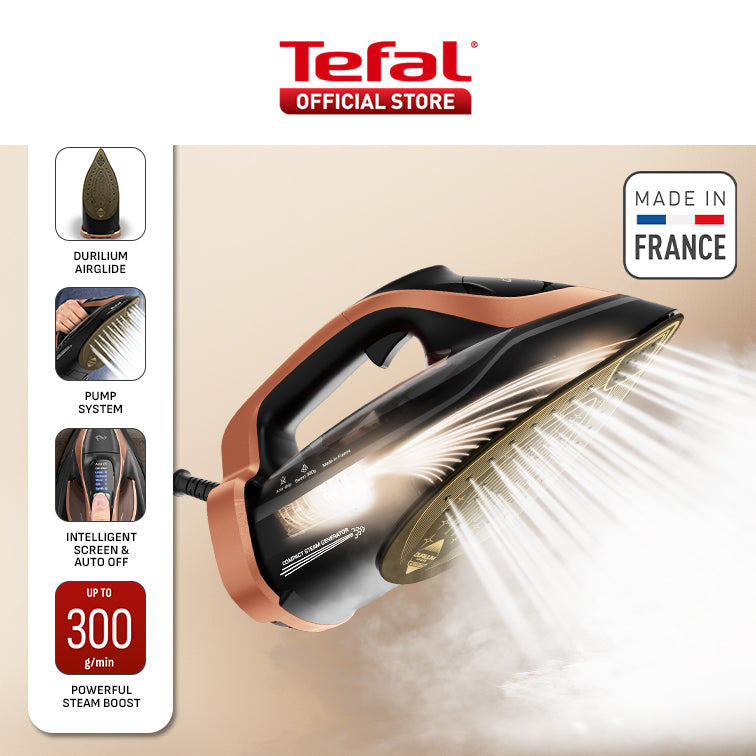 Tefal Ultimate Power Pro Steam Iron FV9E51 – 2990W, Durillium Airglide, AutoClean soleplate, Anti-drip, Made in France