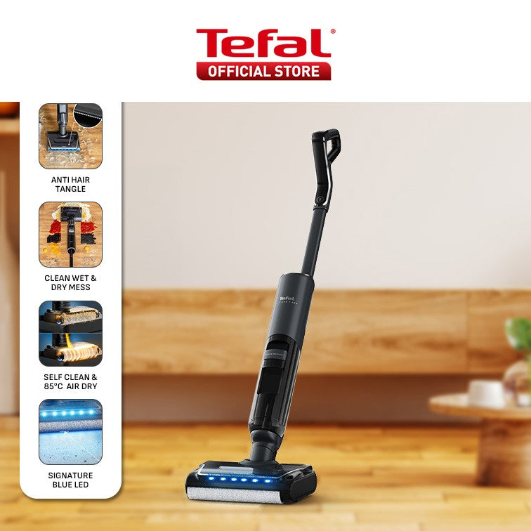 (UPGRADED)Tefal X-Clean 7 PRO Wet & Dry Handstick GF5856-Powerful 250W,2-in-1 Vacuum & Wash,Self clean + Fast dry