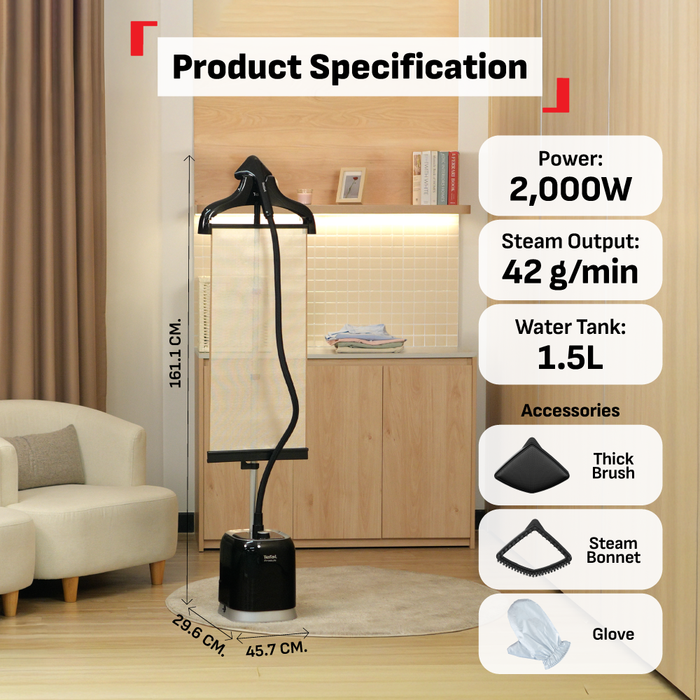 Tefal Pro Style Garment Steamer IT3480 – Perfect for all Fabrics, Sanitizing Function , Vertical System, Long-Lasting