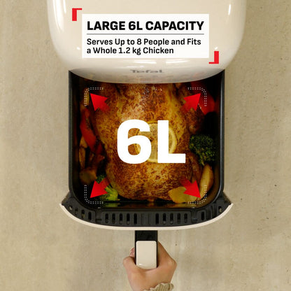 Tefal Easy Fry Far-Infrared Vision Digital Air Fryer with Window 6L EY820A  - 6L, 8 Preset Programs, Illuminated Viewing Window