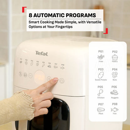 Tefal Easy Fry Far-Infrared Vision Digital Air Fryer with Window 6L EY820A  - 6L, 8 Preset Programs, Illuminated Viewing Window