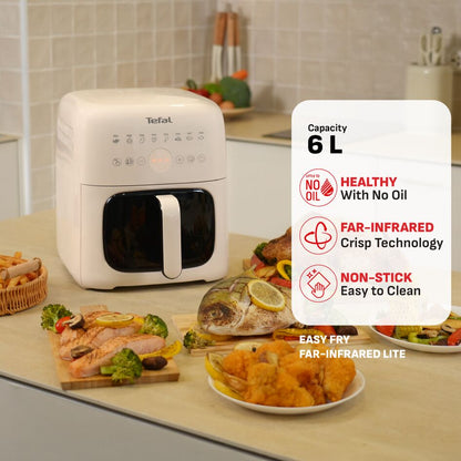 Tefal Easy Fry Far-Infrared Vision Digital Air Fryer with Window 6L EY820A  - 6L, 8 Preset Programs, Illuminated Viewing Window