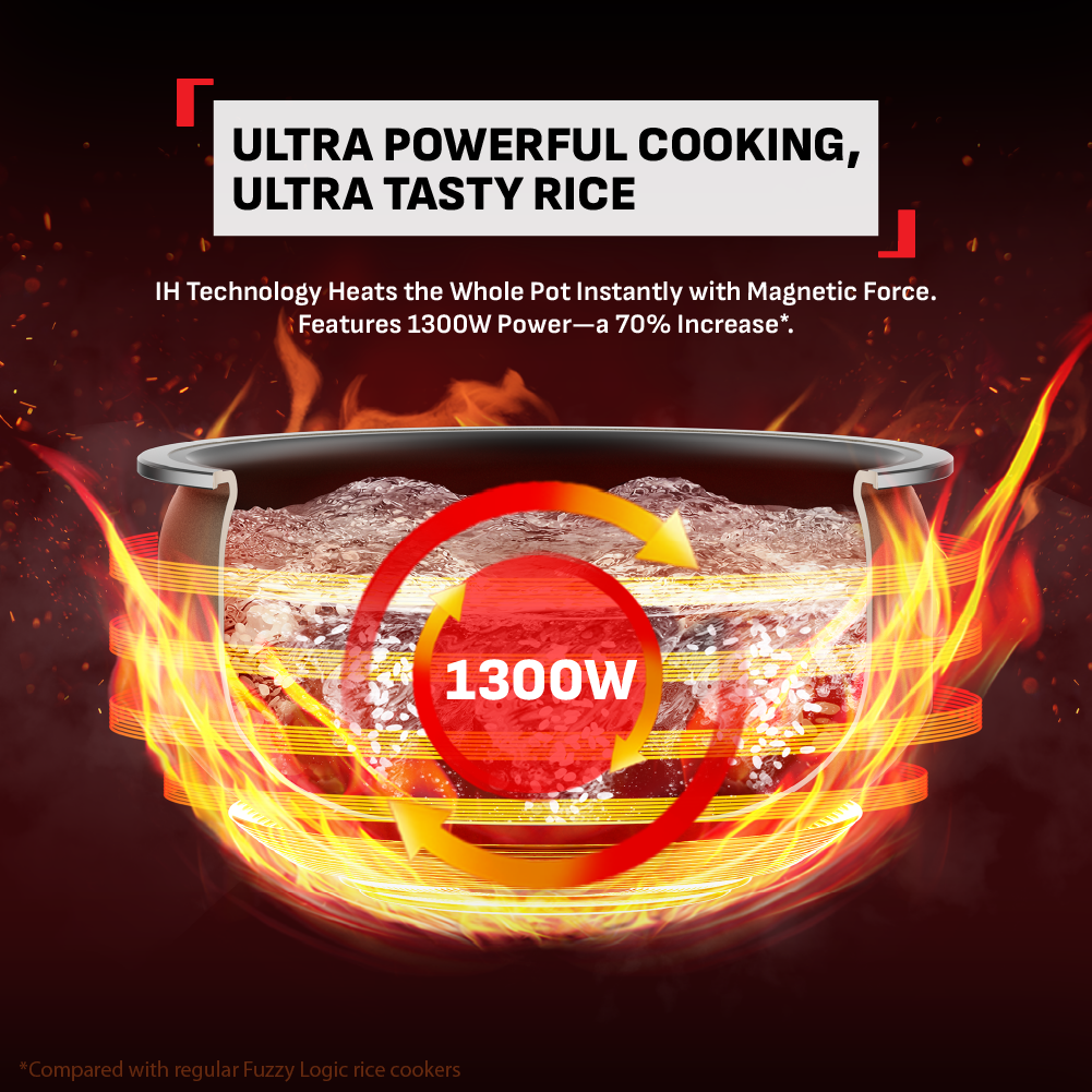 (NEW) Tefal Infra Rice Max Induction Rice Cooker RK889- 1.5L Spin Flame Pot, 15 Presets, Top Control Panel