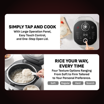 (NEW) Tefal Infra Rice Max Induction Rice Cooker RK889- 1.5L Spin Flame Pot, 15 Presets, Top Control Panel