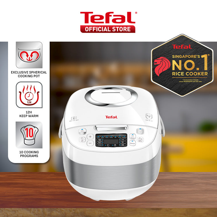 Tefal Delirice Compact Fuzzy Logic Spherical Rice Cooker 1L RK7501  10 Programmes, AI, 6-Layer, Ideal for Couples, 5.5 Cups
