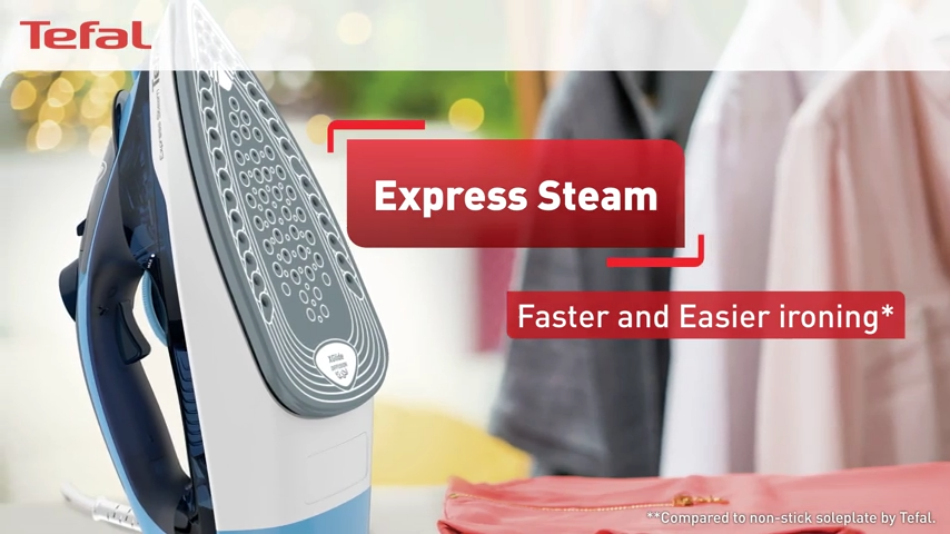 Tefal Express Steam Iron, 270ml 2400W Green/White FV2831  Powerful, Anti-Drip, Easy-to-Use, Fast Glide