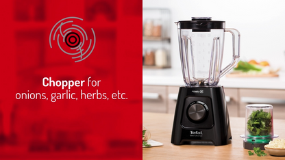 Tefal Blendforce Blender w/Grinder, Chopper & Spatula BL4291 - 600W, 2 speeds + pulse, 2L plastic jug, smart lock system