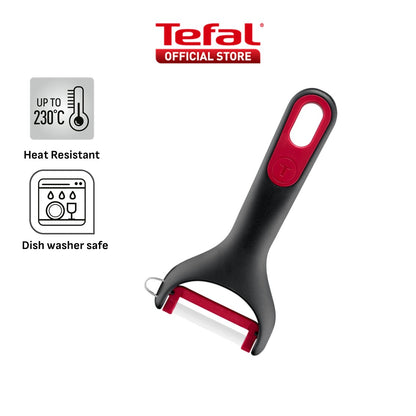 Tefal Ingenio+ Red Heat Resistant Kitchen Tools - Spoon, Ladle, Y Peeler, Angled Spatula, Slotted Turner, Wok Spatula