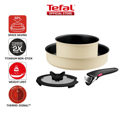 Tefal Ingenio So Delicious Cookware Set - 4pc/5pc, Saucepan w/lid, Frypan 24cm, Wokpan 26cm, Handle