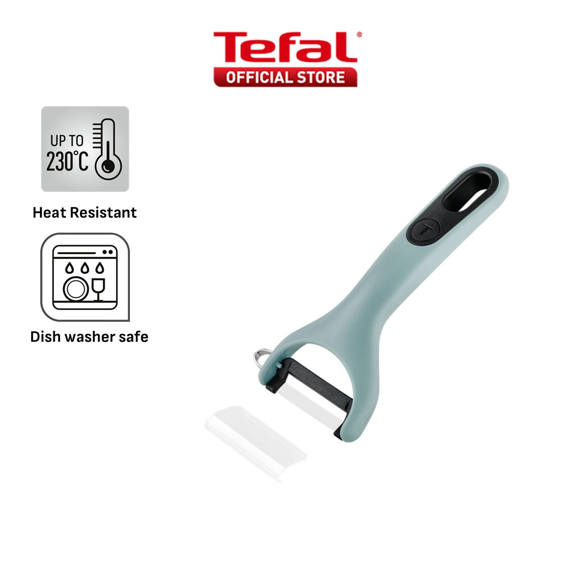 Tefal Ingenio+ Red Heat Resistant Kitchen Tools - Spoon, Ladle, Y Peeler, Angled Spatula, Slotted Turner, Wok Spatula