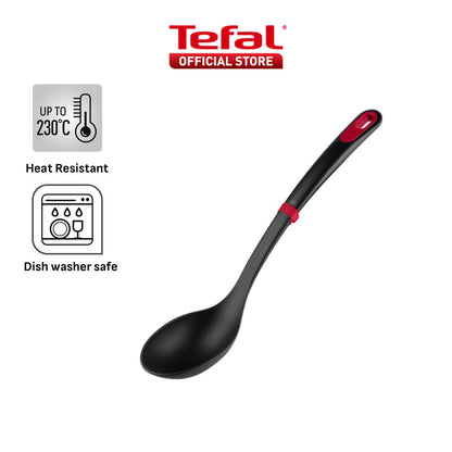 Tefal Ingenio+ Red Heat Resistant Kitchen Tools - Spoon, Ladle, Y Peeler, Angled Spatula, Slotted Turner, Wok Spatula