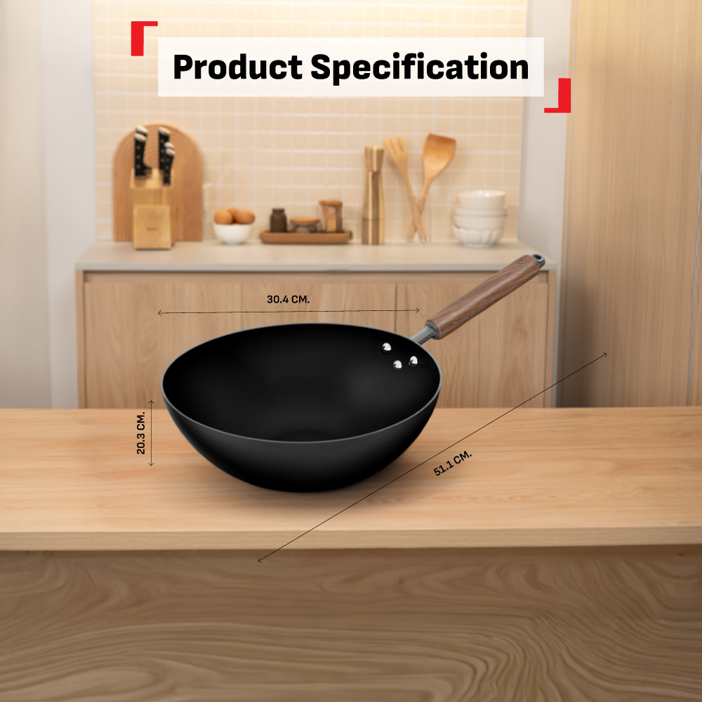 Tefal Tradition Pro Induction Wok Pan 30cm with Standing Lid  G62184 - Iron, Aluminium, Rust Free, Metal Utensil Scratch