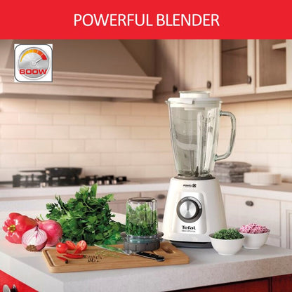 Tefal Blendforce 2 Glass Blender BL4361 - POWELIX technology, 800W, 2 speeds and pulse, 1.75L thermal shock resistant glass jug, smart lock system, additional chopper