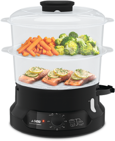Tefal Minicompact Steamer (Ultra-Compact Design) 2 Tier 6L VC1398