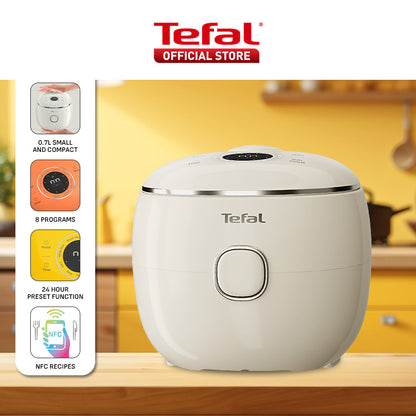 (NEW) Tefal POP 0.7L Rice Cooker RK535 - Small and Compact, Fuzzy Logic, 8 Programs, NFC Recipes, Removable Inner Lid