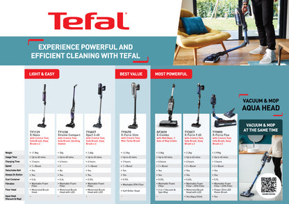 Tefal X-Nano Essential Cyclonic Technology Handstick Vacuum Cleaner TY1129  1kg Ultra-Lightweight, Multi-Function, Ultra-Slim, All Floor Types, 40-MinuteBattery
