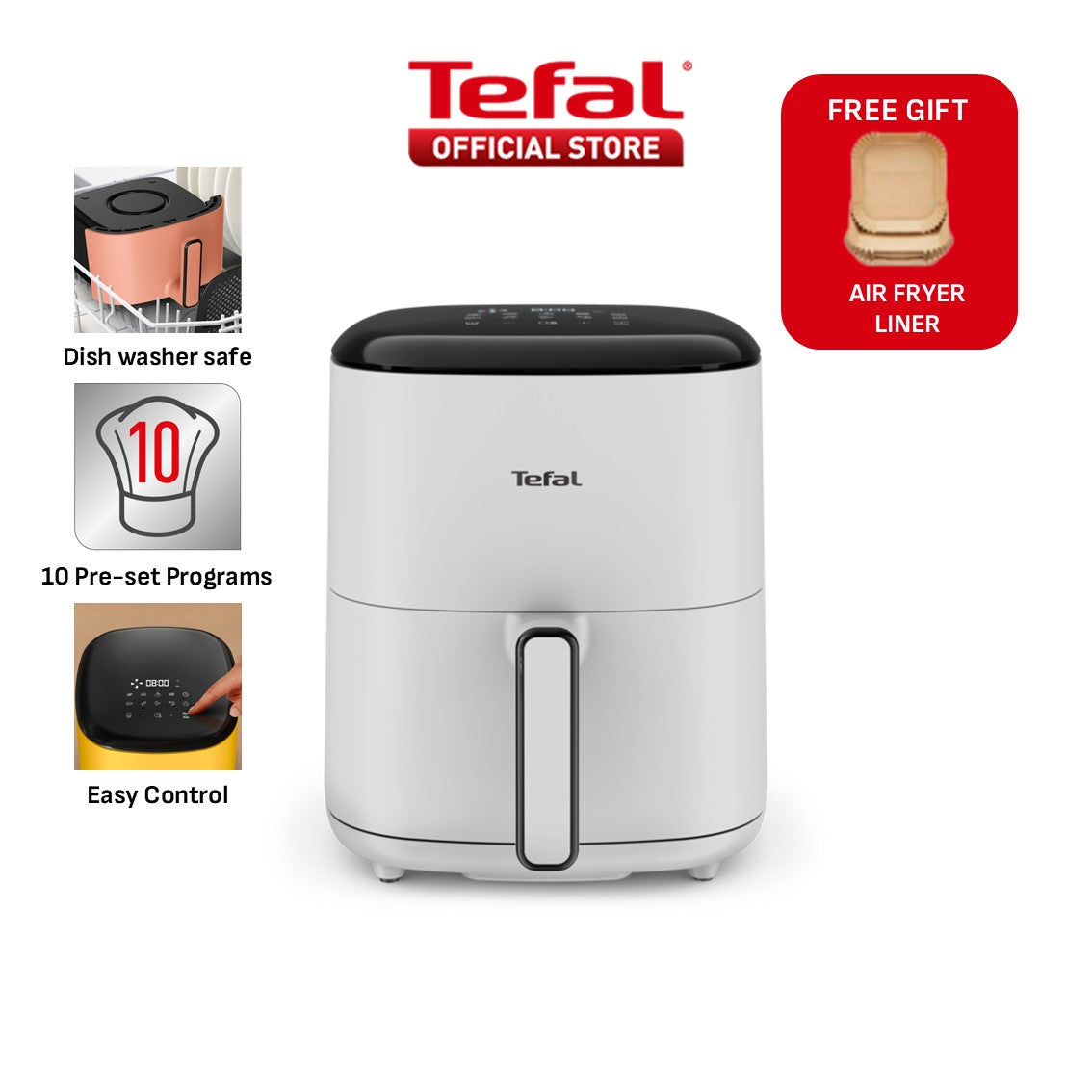 (NEW) Tefal Easy Fry POP 5L Air Fryer EY245 - 10 Programs, Mode Option, Adjustable Temperature, Touch Panel, Dishwasher-safe