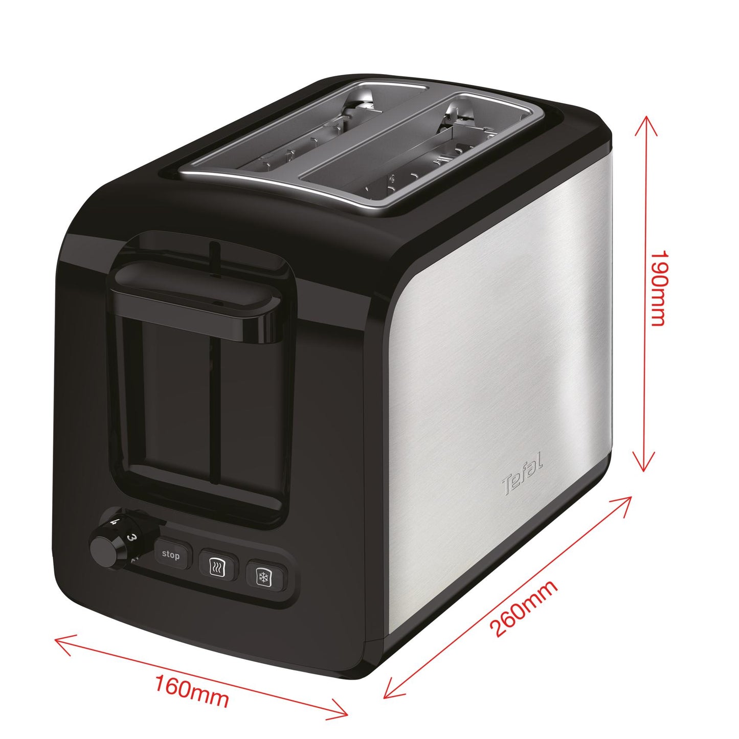 Tefal 2-Slots Stainless Steel Express Toaster with Lid 1.8kg TT410