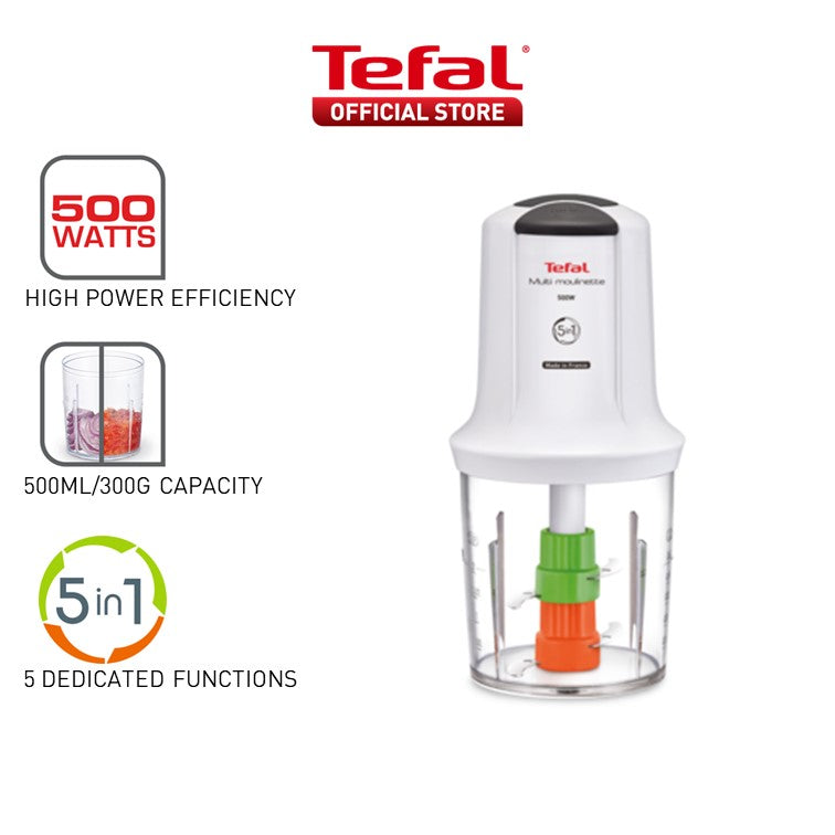 Tefal Multi Moulinette Chopper 5-in-1 0.5L 2 sharp blades + 2 serrated blades   MQ722