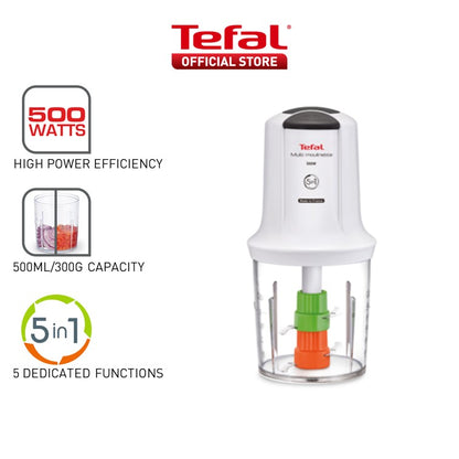 Tefal Multi Moulinette Chopper 5-in-1 0.5L 2 sharp blades + 2 serrated blades   MQ722