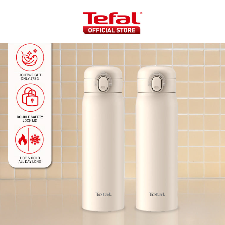 Tefal Easy to Go 500ml Vacuum Insulated Thermal Bottle - 6 hr Hot, 12 hr Cold, 316L Superior Stainless Steel, Leakproof